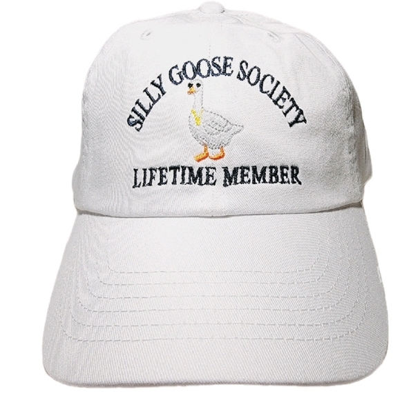 Silly Goose Society Lifetime Member Curved Bill Unstructured Strapback Dad Cap - Picture 1 of 5